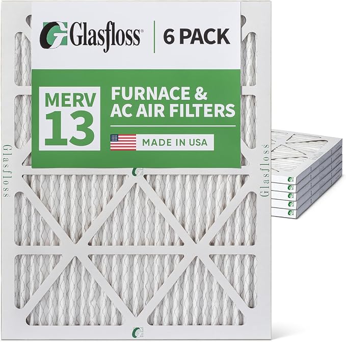 Glasfloss 18x20x2 MERV 10 2" Inch Pleated Air Filters Box of 6. Actual Size: - Image 6