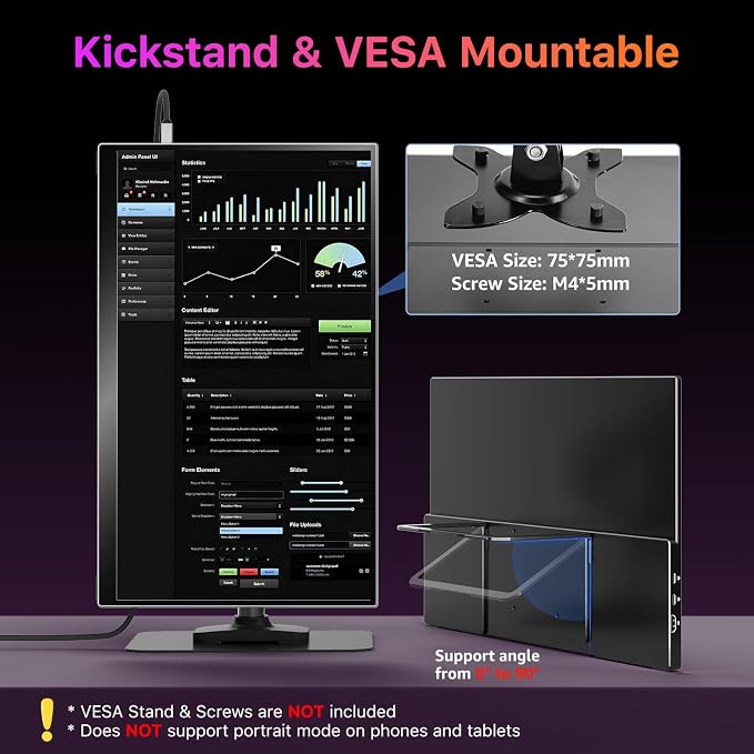 kksmart Portable Monitor for Laptop MacBook Surface PC Xbox PS5, Travel Monitor - Image 6
