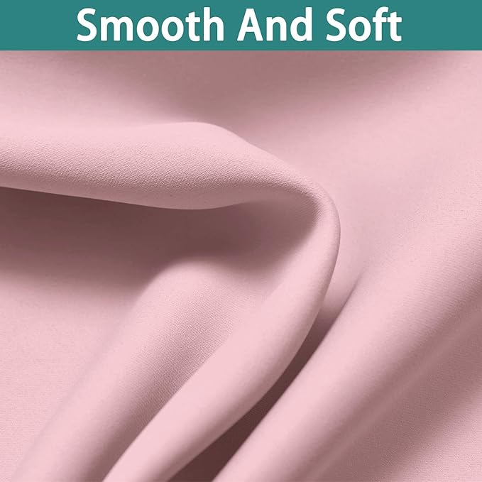 Yakamok 100% Blackout Curtains Energy Saving Thermal Insulated 2 Thick Layers Completely Blackout Drapes with Black Liner for Bedroom (52Wx63L, Pink, 2 Panels)