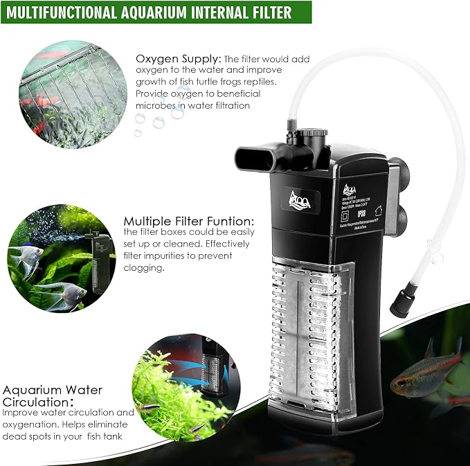 AQQA Aquarium Internal Filter Submersible Power Filter in-Tank - Image 4