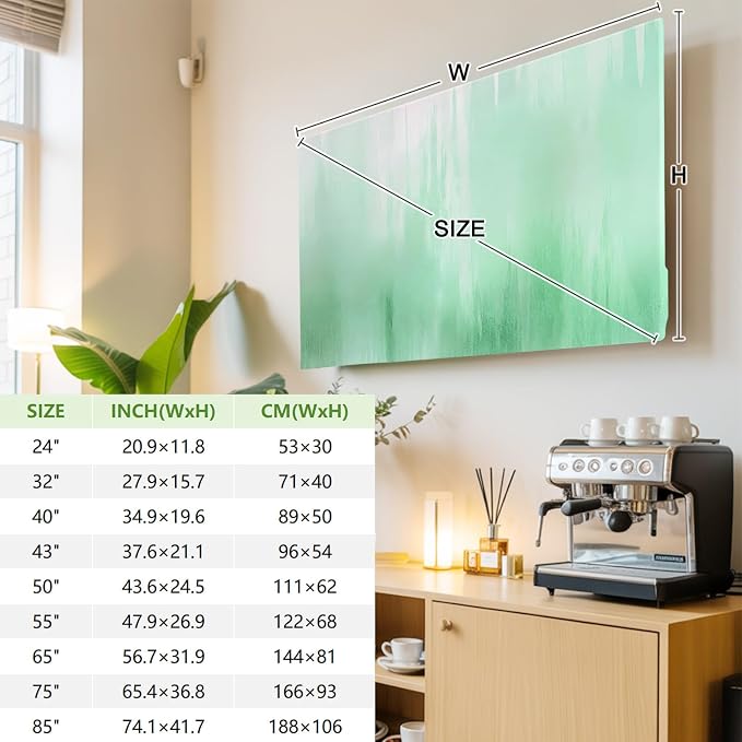 Minimalist Green Background Indoor TV Cover, Elastic TV Screen Protector - Image 4