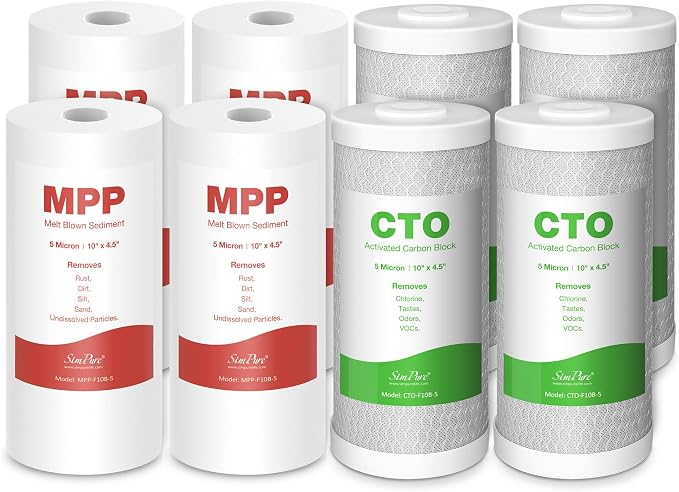 SimPure Whole House Water Filter Cartridges 5 Micron 10" x 4.5" PP+CTO 2-Stage by SimPure_Water