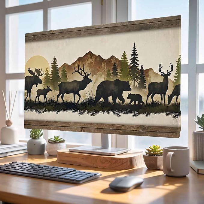 Animal Elk Bear Silhouette Indoor TV Cover, Elastic TV Screen Protector - Image 4