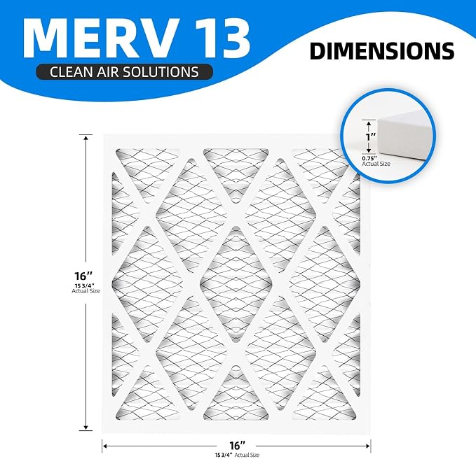 16x16x1 Furnace Air Filters, MPR 1900 & FPR 10, MERV 13 Pleated Air Filter - Image 3