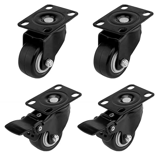 4 PCS 1.5 inch Heavy Duty Caster Wheels Polyurethane PU Rubber Swivel Casters by MetalTools