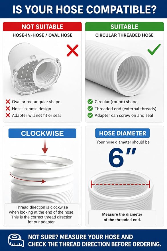 Portable AC Vent Kit for Door or Wall, Exhaust Hose Adapter - Image 2