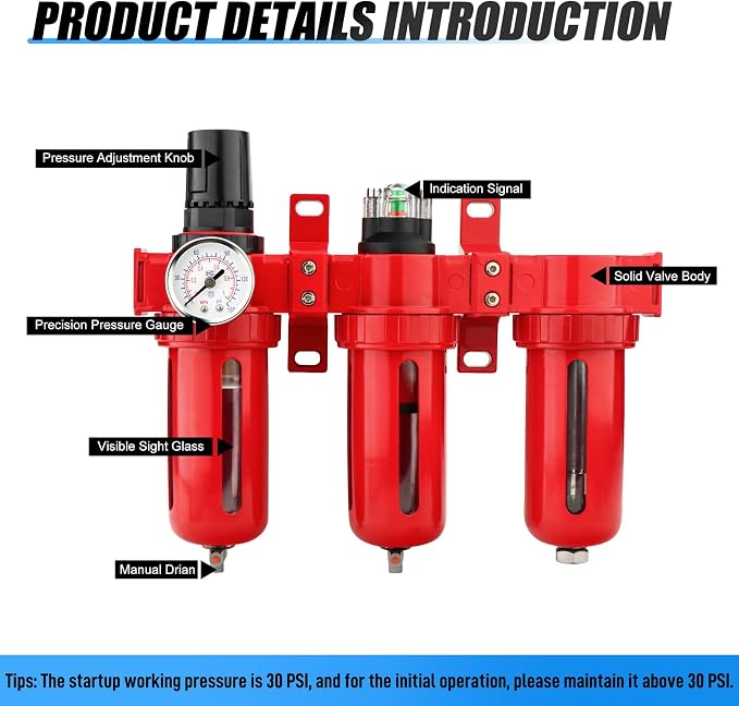 3/8" NPT 3 Stage Aluminium Air Drying System, Coalescing Filter, Particulate - Image 4