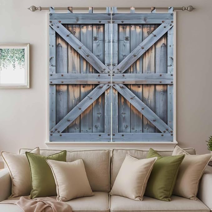 Farmhouse Wood Grain Living Room Curtains 84 Inch Length, Window Curtains Tab - Image 9