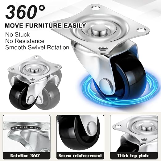 Maitys 24 Pcs 1" Swivel Profile Casters Wheels - Image 4