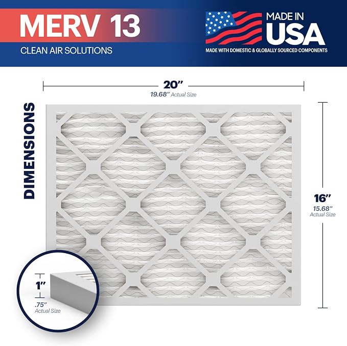 BNX TruFilter 16x20x1 MERV 13 AC Furnace Air Filter - Image 2