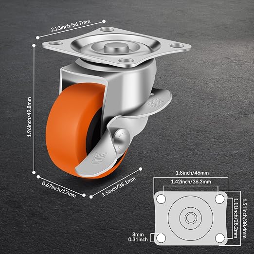 Caster Wheels, 1.5 Inch Casters Set of 4, Heavy Duty Caster - Image 2