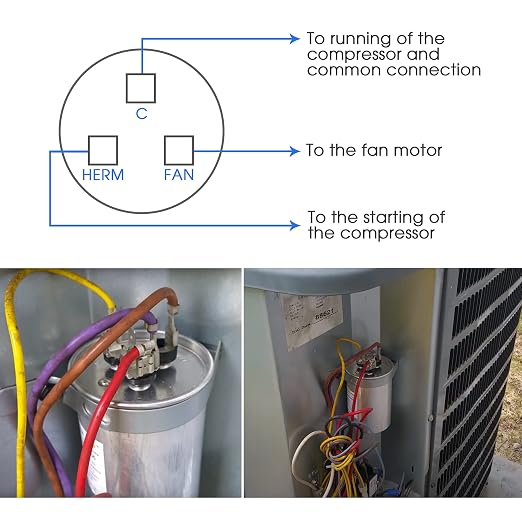30/5 MFD uF 370/440V CBB65 Dual Run Round Capacitor - Image 5
