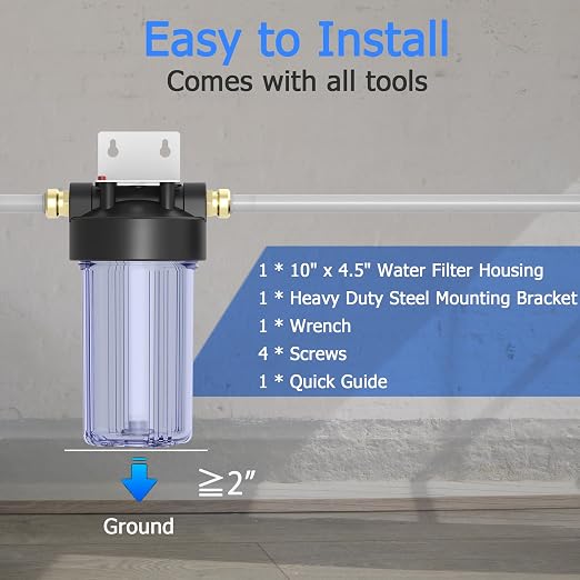 WHT10 Whole House Water Filter Housing, Fit 10"x4.5" Sediment etc Filters - Image 4