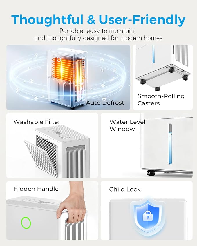 Dehumidifier for Basement with Drain Hose, Dehumidifiers for Home | 30 Pint - Image 8