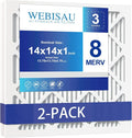 14x14x1 Air Filter MERV 8 MPR 600 2Pack Pleated HVAC AC Furnace Air Filters by WEBISAU