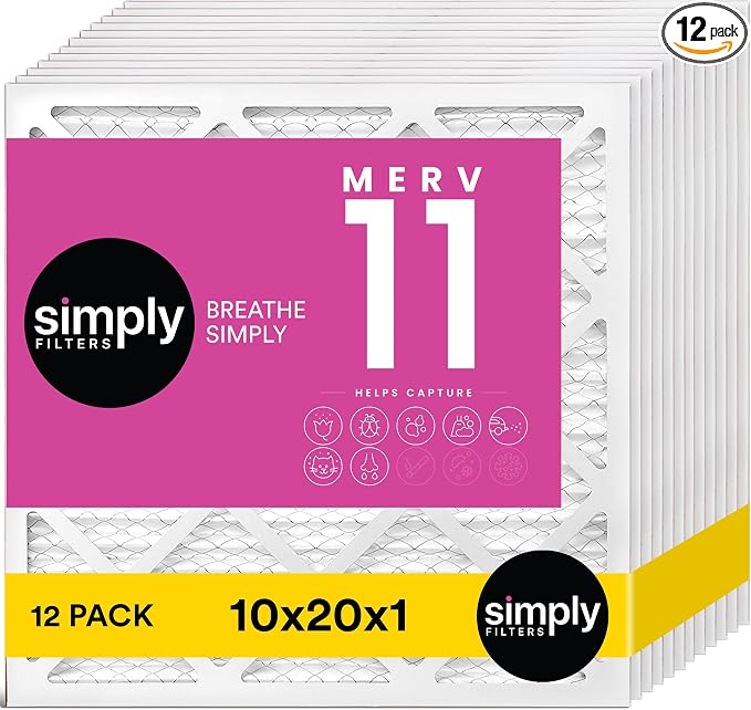 Simply 10x20x1 Air Filter, Merv 11, 12 Pack, by SimplyFilters
