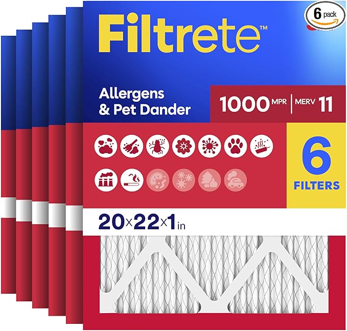 Filtrete 20x22x1 Air Filter, MERV 11, MPR 1000, Allergens & Pet Dander by Unknown