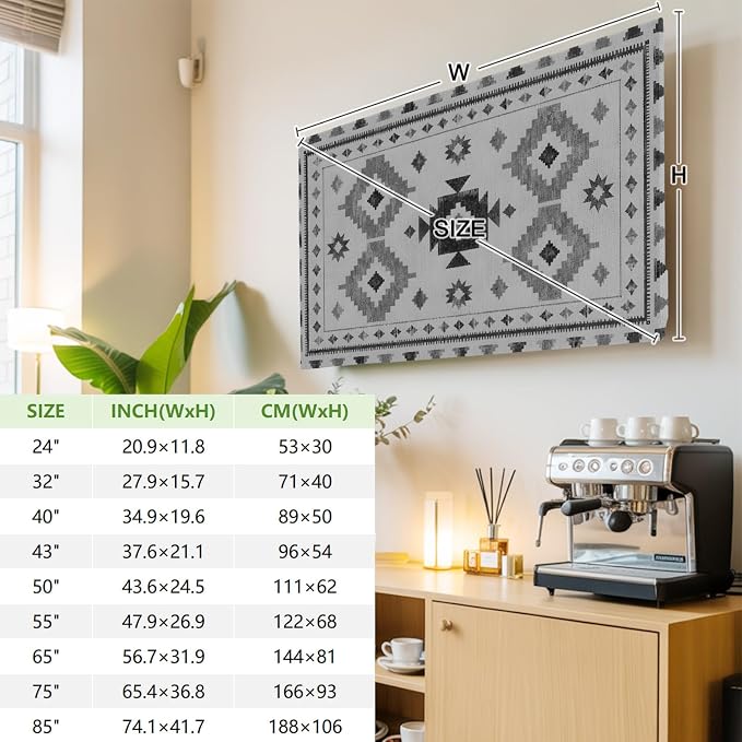 Southwestern Tribal Geometric Indoor TV Cover, Elastic TV Screen Protector - Image 4