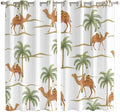 2 Panel Kitchen Cafe Curtains, Desert Camels Sunlight Filtering Nature Air by Hokiten