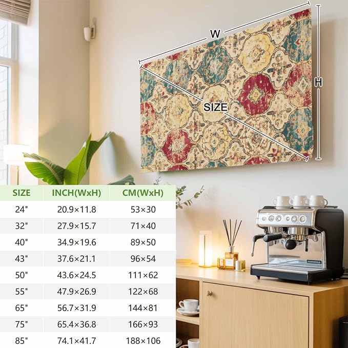 Ethnic Texture Retro Color Block Indoor TV Cover, Elastic TV Screen Protector - Image 4