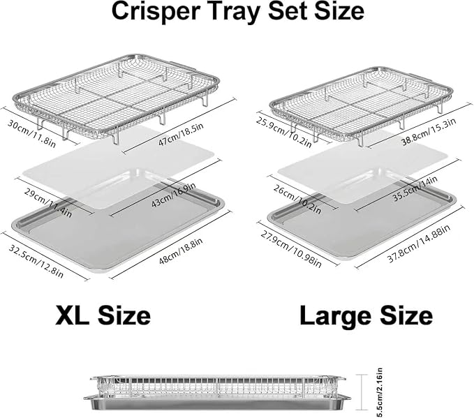Air Fryer Basket for Oven, 2 Set Air Fryer Pan and Cripy Tray Set - Image 2