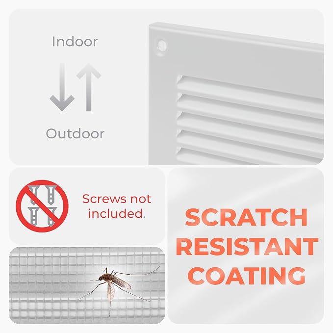 HVAC OV 8" x 4" Inch White Metal Ducting Grille - Image 3