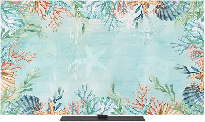 Coastal Ocean Starfish Coral Indoor TV Cover, Elastic TV Screen Protector Sea by Unknown