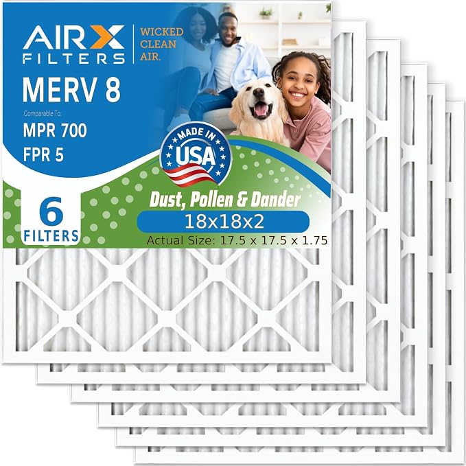 AIRx Filters 18x18x2 Furnace Filter MERV 8 Electrostatic Pleated Replacement by AIRXFILTERSWICKEDCLEANAIR