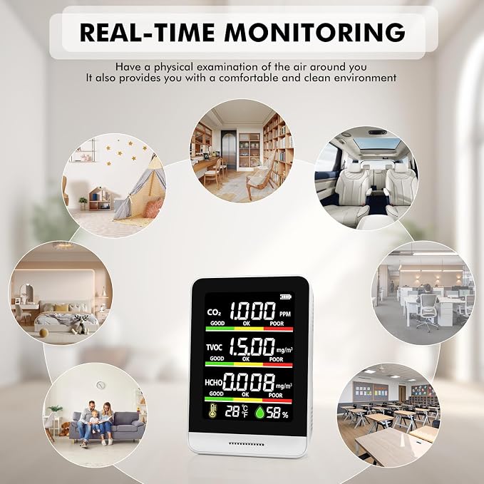 22 HOBBIES Air Quality Monitor Indoor, 8-in-1 Smart Air Quality Tester - Image 4