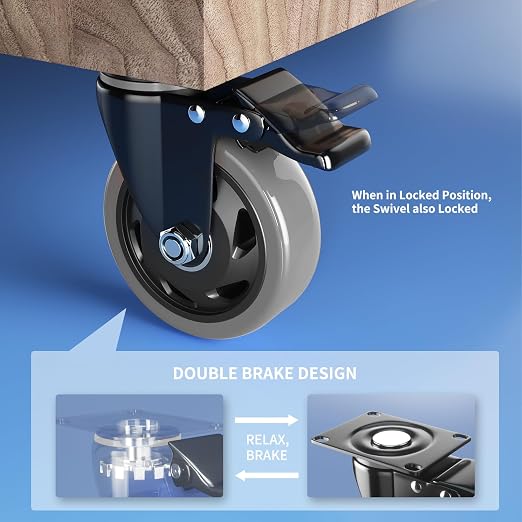Casters Set of 4 Heavy Duty, 5 Inch Caster Wheels - Image 4