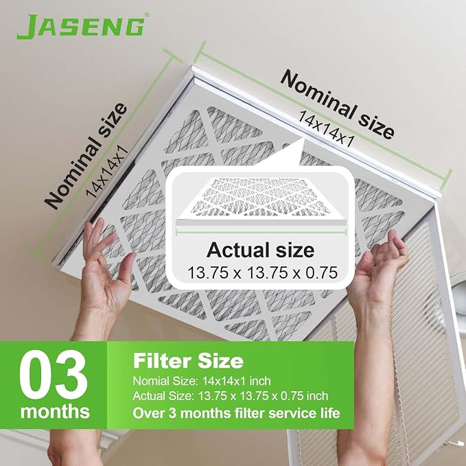 JASENG14x14x1 Air Filters, MERV 8 Pleated HVAC Furnace Filters - Image 3