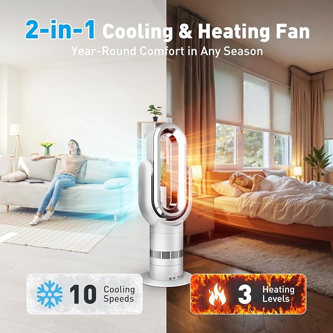 Xcity QG660 Bladeless Tower Fan, 2-in-1 Cooling & Heating Fan, Remote & Touch - Image 4