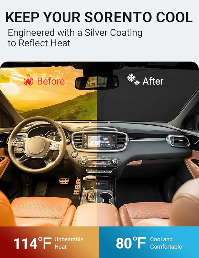 Proadsy 2026 Upgrade Front Windshield Sun Shade Foldable Sunshade Protector - Image 2