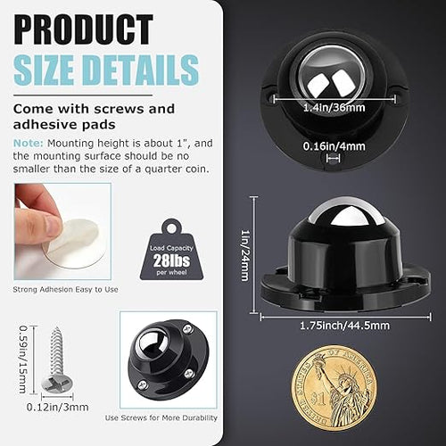 1 Inch Self Adhesive Caster Wheels - Image 2