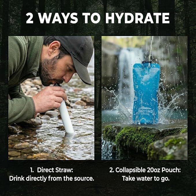 Tactiko Survival 20oz/600ml Purifying Water Bottle Filter Kit - Image 5