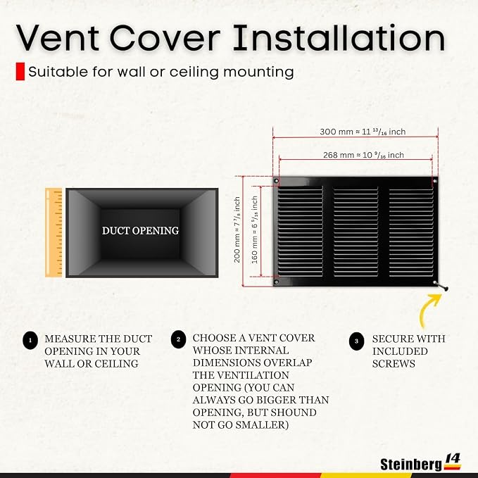 Steinberg14 Black Vent Cover 10x6 - Image 4