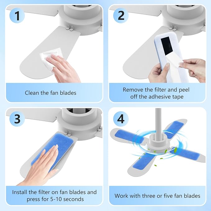 20 Pack Ceiling Fan Filters, Easy-Stick Universal Air Filter - Image 7