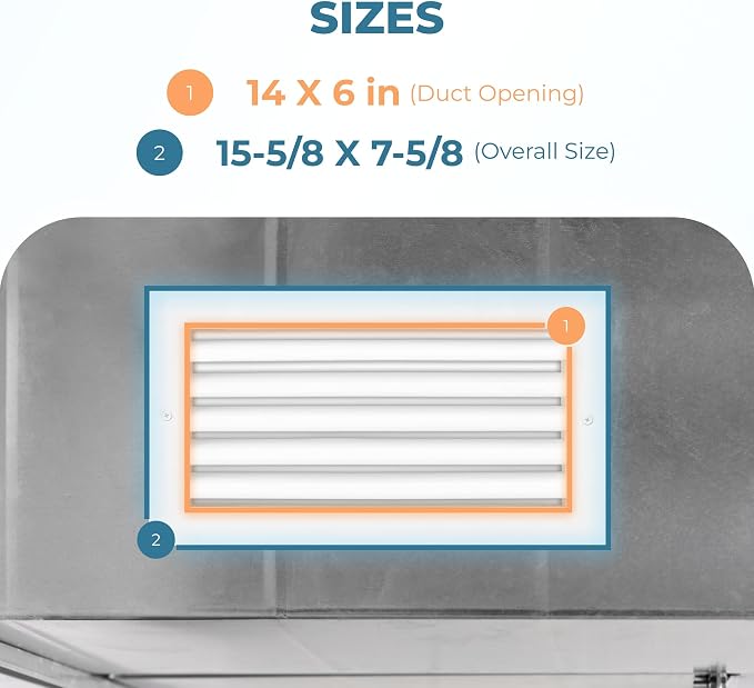 Rustproof 14x6 Aluminum Vent Cover – Quiet Return Air Grille - Image 3