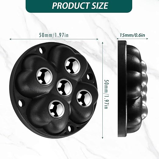 Self Adhesive Caster Wheels, 360° Swivel Stainless Steel Rollers, Low Profile - Image 2