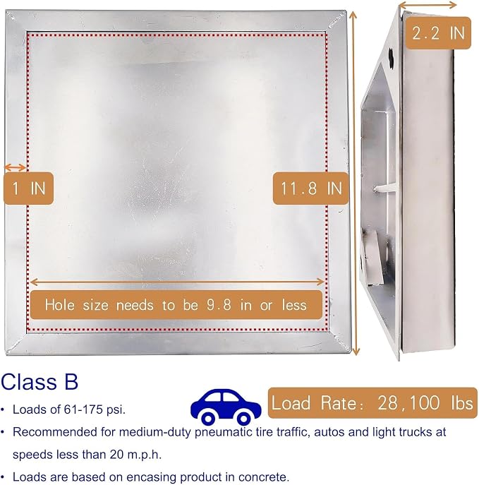 12x12 in Invisible Stainless Steel Manhole Cover and Frame - Image 2