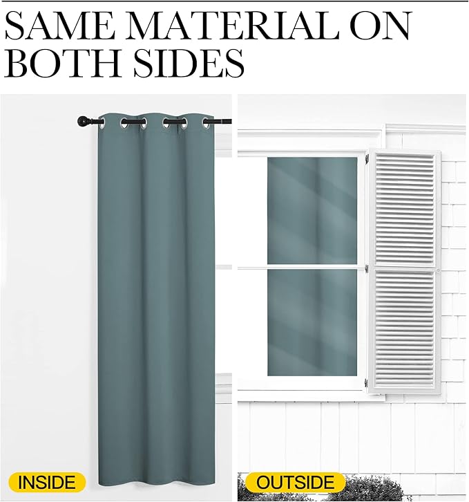 NICETOWN Modern Blackout Curtains Noise Reducing, Thermal Insulated and Privacy Room Darkening Drape Panels for Boy's Guest Room Door Window (Greyish Blue, 2 Panels, W55 x L90 -Inch)