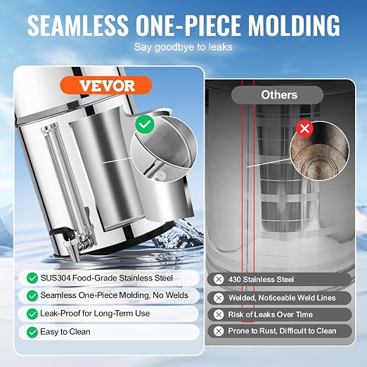 VEVOR Gravity-fed Water Filter System, 2.25G 304 Stainless-Steel Countertop - Image 3