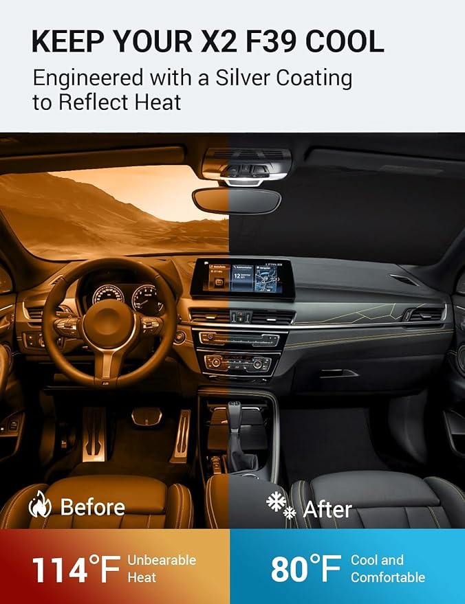 Proadsy 2026 Upgrade Windshield Sun Shade Custom Fit 2018-2023 BMW X2 F39 - Image 3