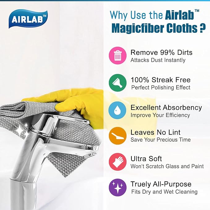 Airlab Glass Polishing Cloth Streak Free Miracle Cleaning Cloth Lint Free - Image 6