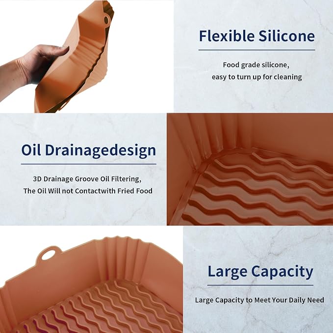 Boribim 9 Inch Large Air Fryer Silicone Liners - Image 6
