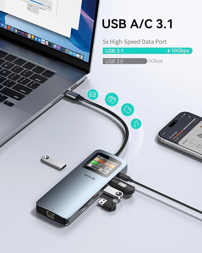 MOKiN LCD USB C Docking Station Dual Monitor, 12 in 1 Laptop Docking Station - Image 5