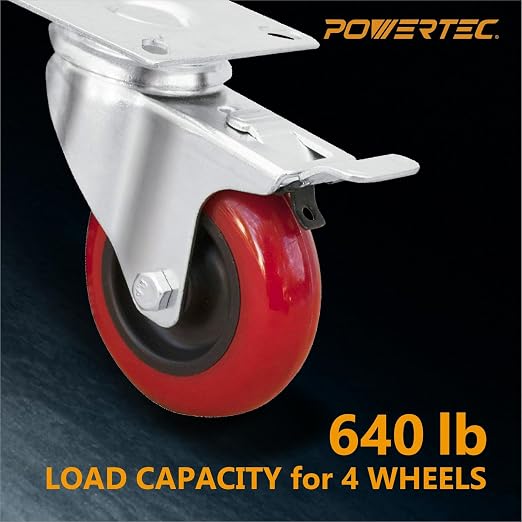 POWERTEC 3 Inch Swivel Caster Wheels Set of 4 - Image 3
