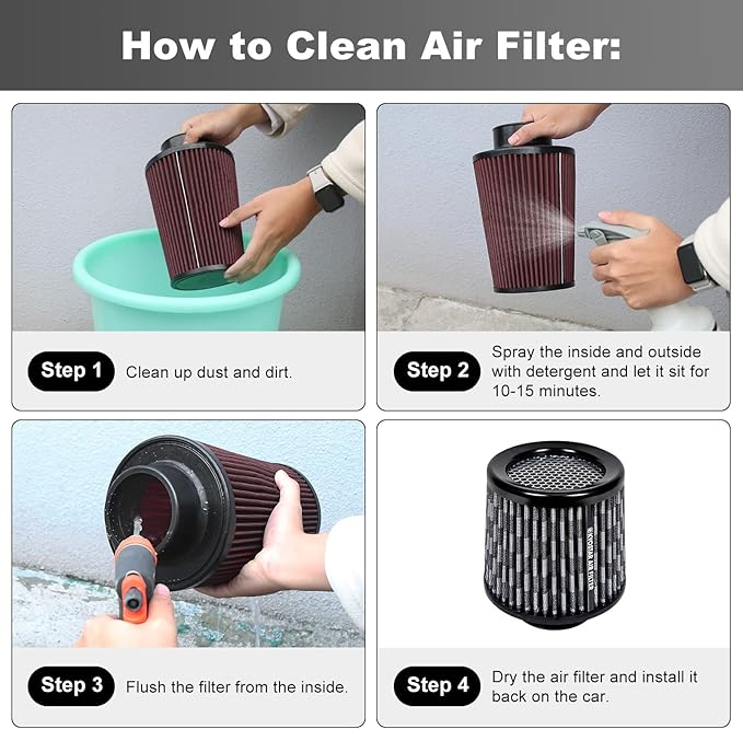 KYOSTAR Universal 3" High-Flow Air Filter, Reusable Cone Cold Air Intake - Image 5