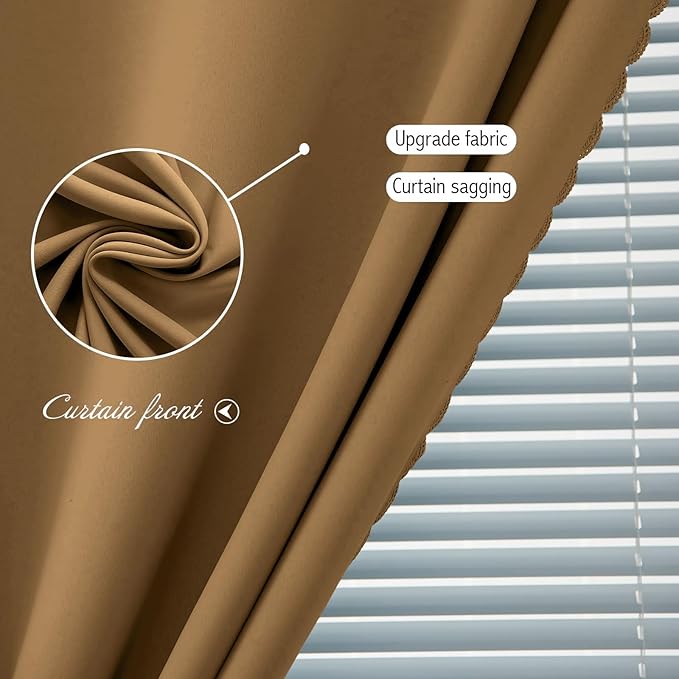 Self Adhesive Curtains, Stick Curtain Blackout Shades Window Cover Curtains for Living Room No Drilling, 47" W X 79" L, Brown, 1 Panel