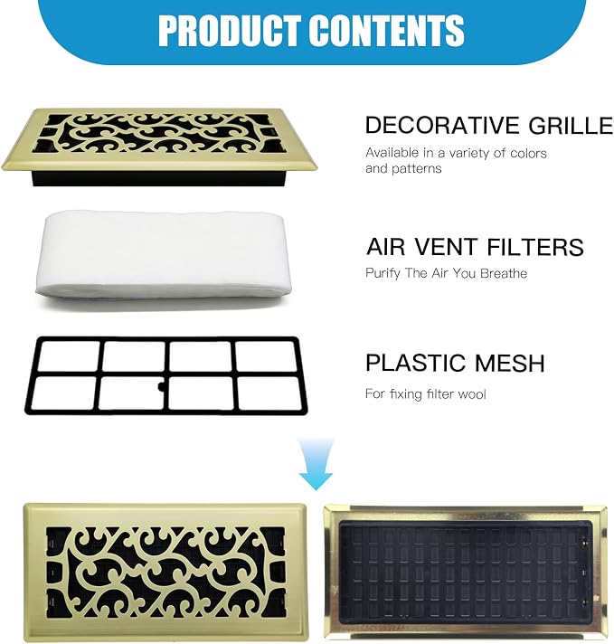 4x12 Inch Floor Vent Brushed Gold Heavy Duty Walkable Floor Register - Image 7